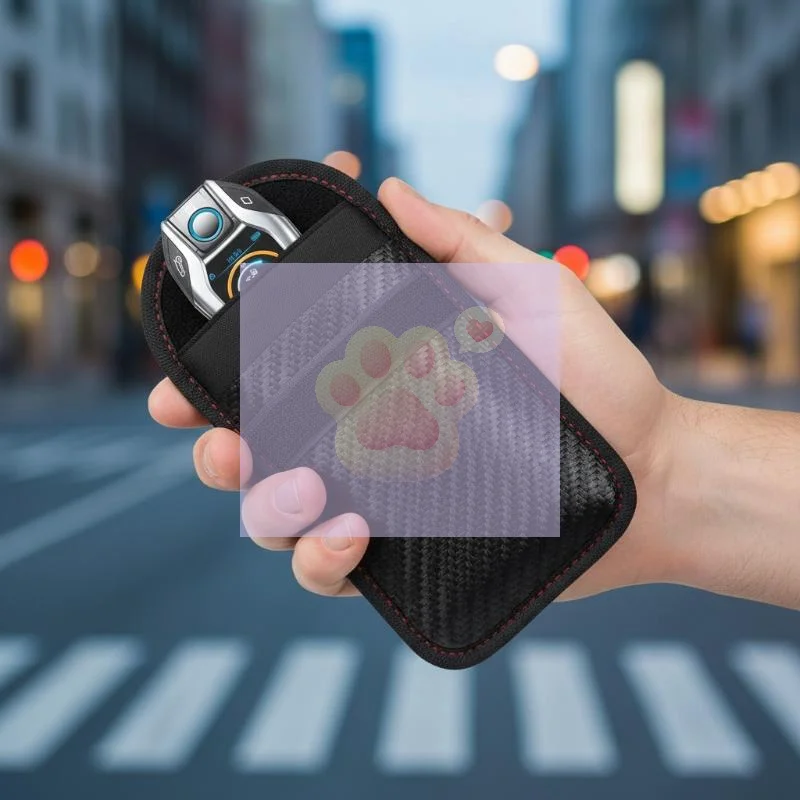 Étui de protection pour clé de voiture en fibre de carbone avec blocage RFID, double couche, anti-vol, protège le signal de la clé