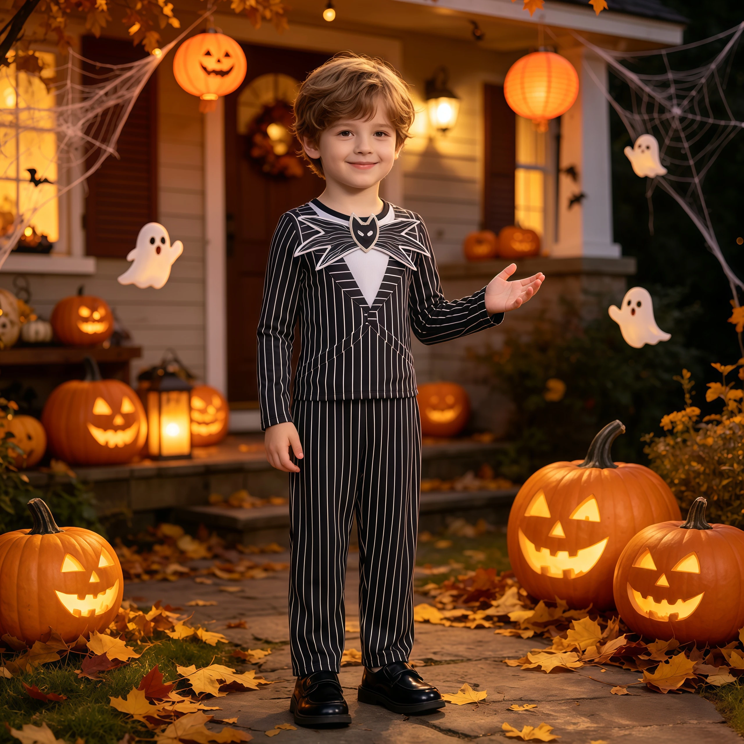 Conjuntos de disfraces de Halloween para niños, camisetas a rayas, pantalones, trajes de dos piezas, ropa para fiesta de cumpleaños y carnaval