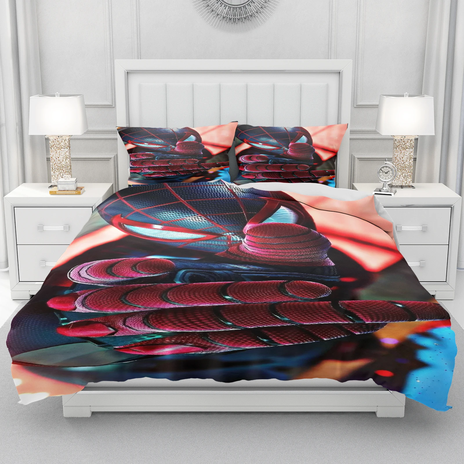 

Spider Man Anime Bedding Set Duvet Cover 100% Polyester Suitable For Children And Adults 3-Piece Set 1 Quilt Cover