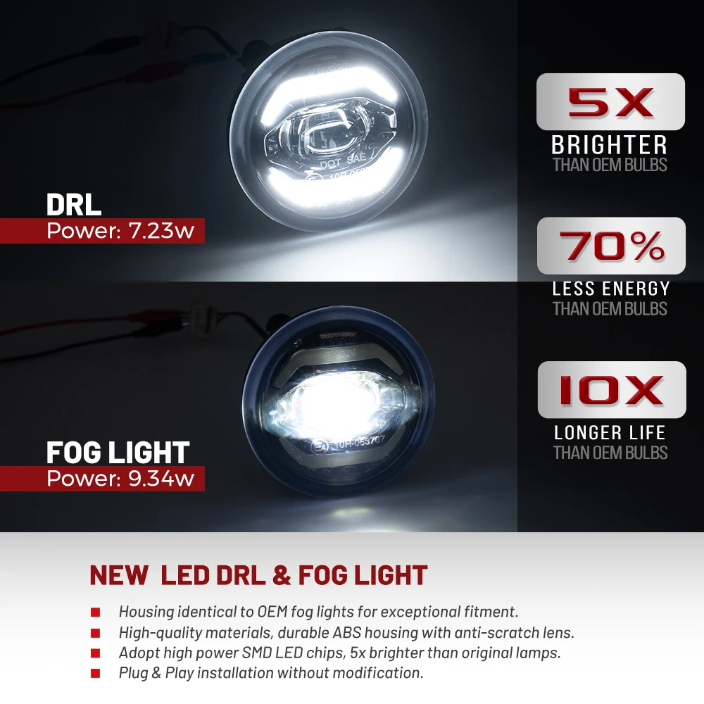 フォード エスケープ 2007-2012 フォード マスタング フォード エクスプローラー ジープ パトリオット用 LEDフォグランプ DRL デイタイムランニングライト ドライビングランプ IP67