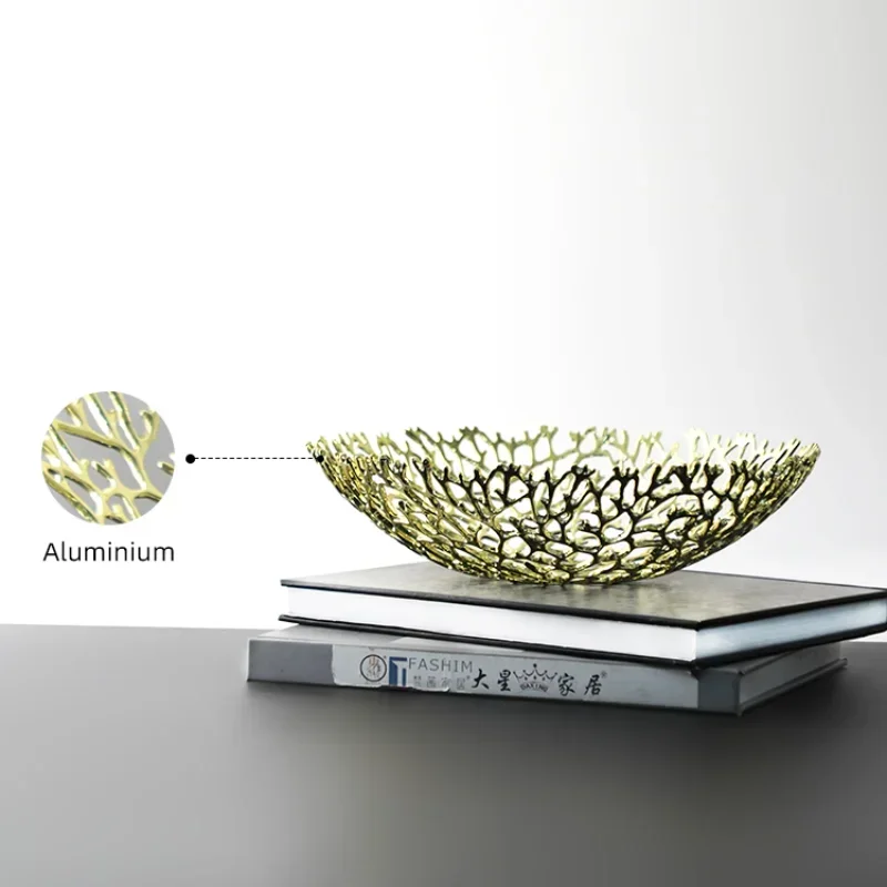 أطباق سلة فاكهة بيضاوية مزخرفة ذهبية ، صواني أطباق تقديم معدنية ذهبية للمطبخ ، قهوة ، أطباق أطباق وجبات خفيفة على طاولة الطعام #4