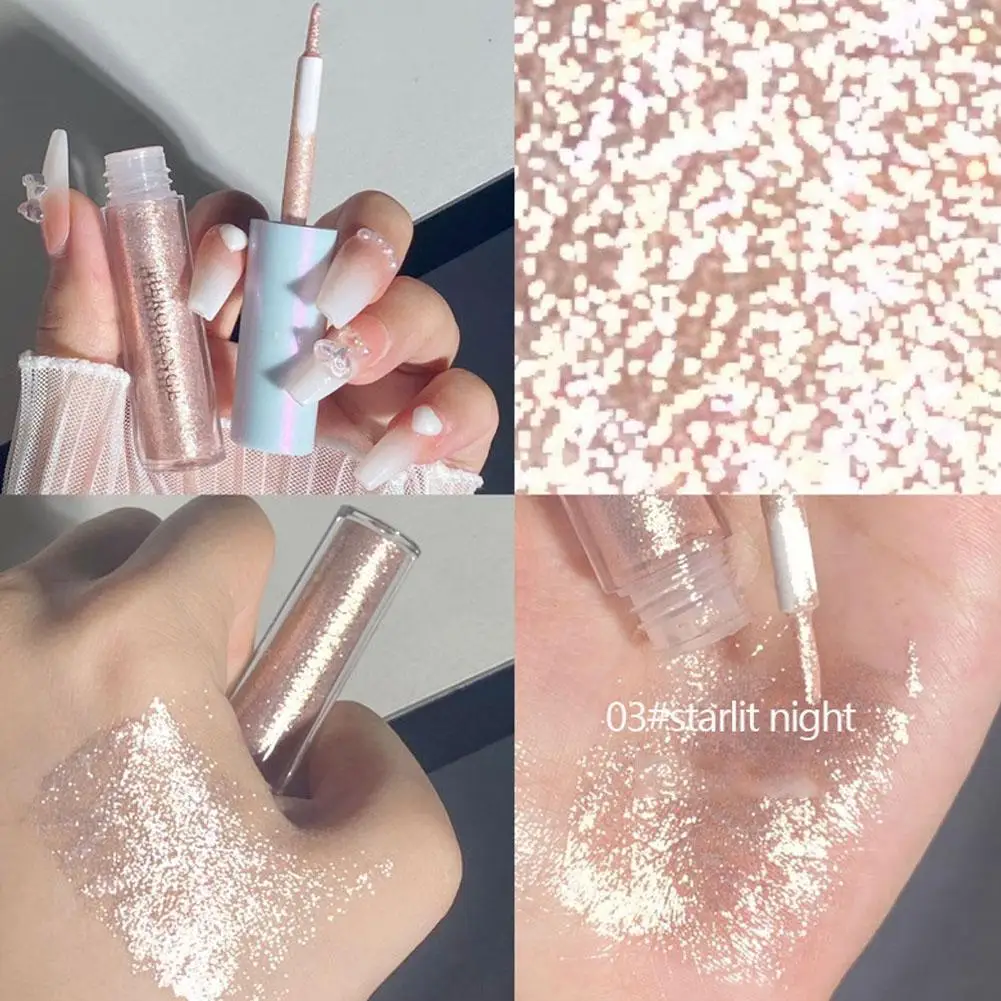 Paillettes surligneur liquide ombre à barrage Eyeliner, maquillage étanche, or ver à soie et crayon outil Shine beauté Shi B9i6