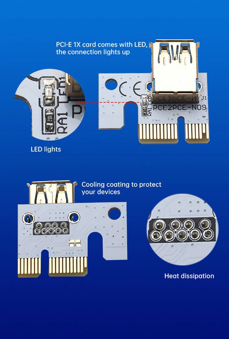 PCIE 라이저 PCI 익스프레스 X16 USB 3.0 익스프레스 케이블, VER012MAX GPU 라이저, 비디오 카드 라이저, PCI-E, BTC 마이닝, 6 개