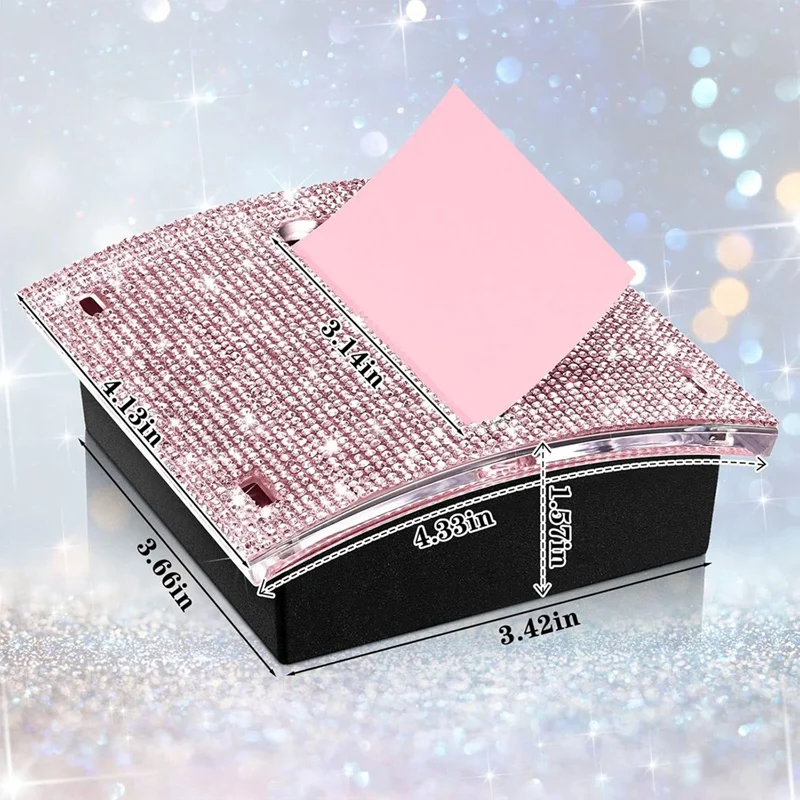 Super Sale Rhinestone Self Stick Note Pad Holders 4x4 Inches Pink Memo Dispenser