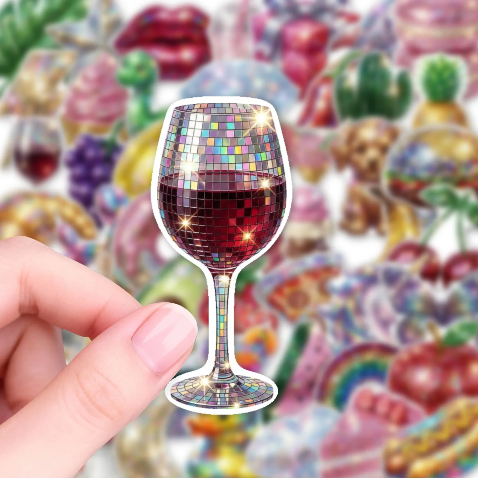 50 Pcs Western Glitter Disco Stickers Cartoon DIY Waterproof Vinyl Decals for Journal Luggage Laptop Gift