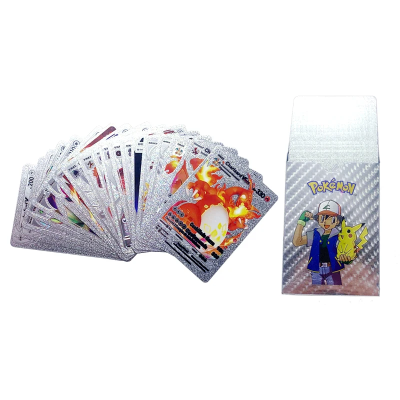 Tarjetas de papel de aluminio dorado de Pokémon, tarjetas VSTAR VMAX EX GX de 165 piezas, inglés, francés, alemán, español, Charizard, Pikachu, Arceus, color