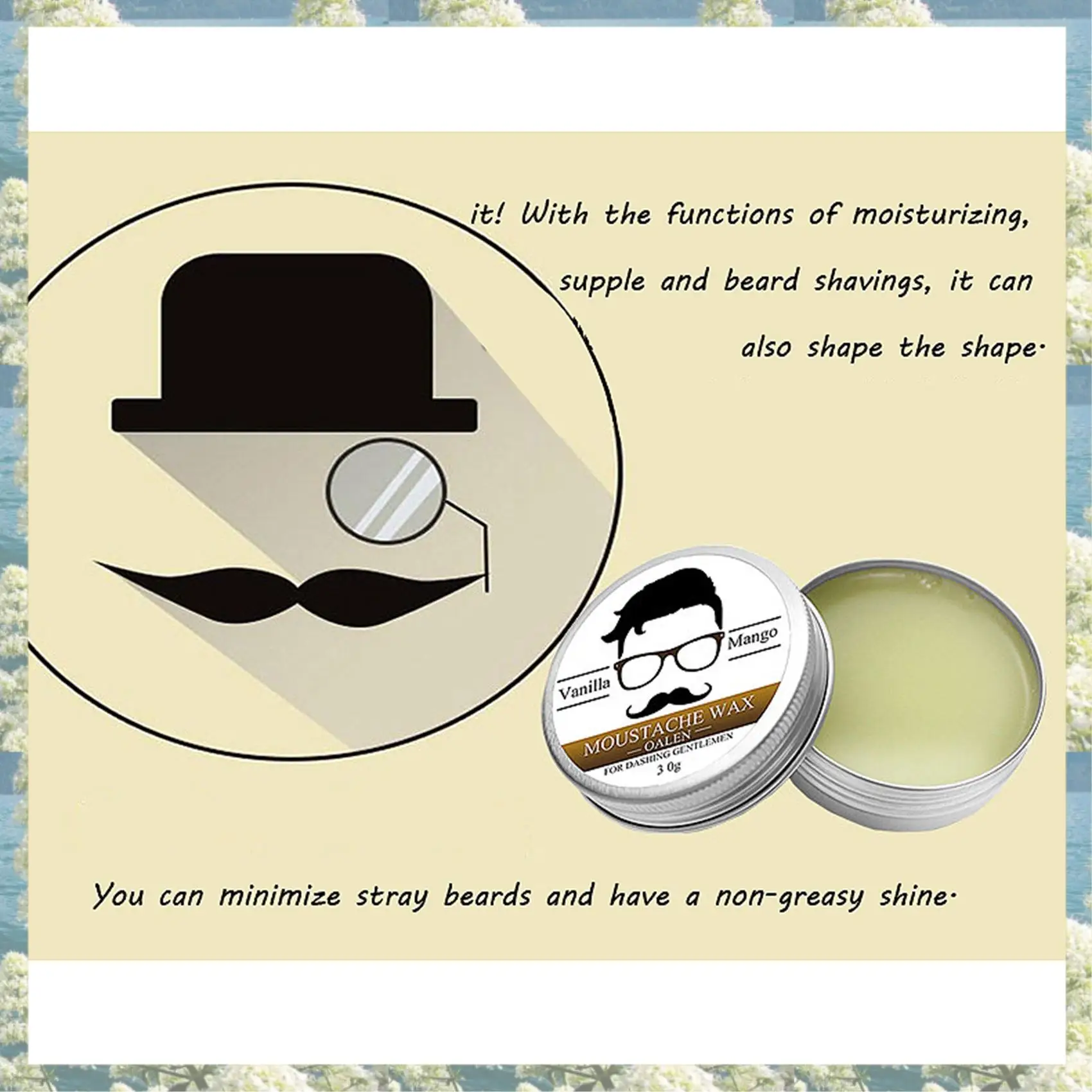 X17A 2025 NEW-2X Lanthome Male Beard Wax Attractive Mustache Moustache Nourishing Beard Care Improve Messy Sparseness Cream 30G