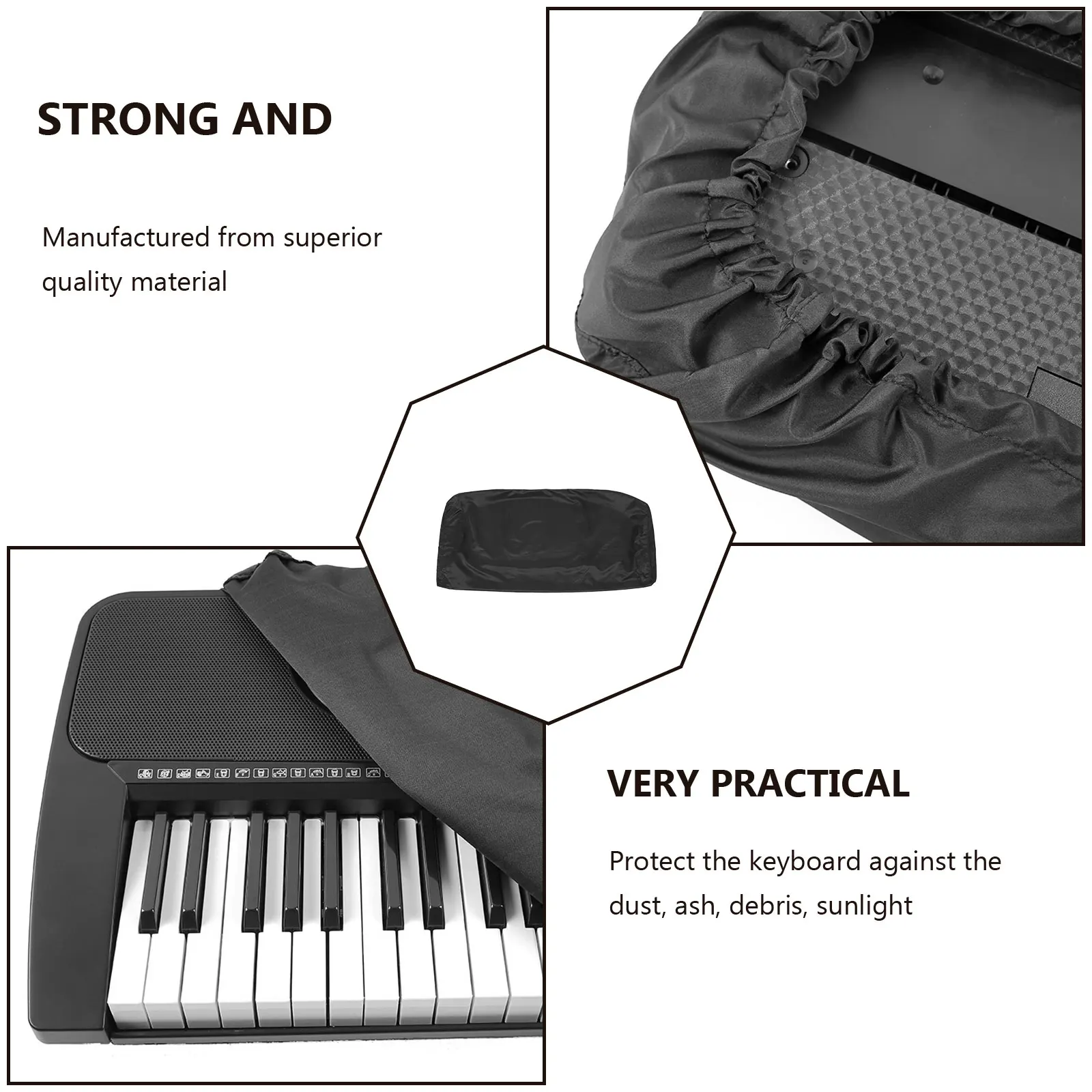 

61 Key Electronic Keyboard Black Stretchable Durable Protective Accessory Fit for 61 Keys Dust Proof Composite Material Piano