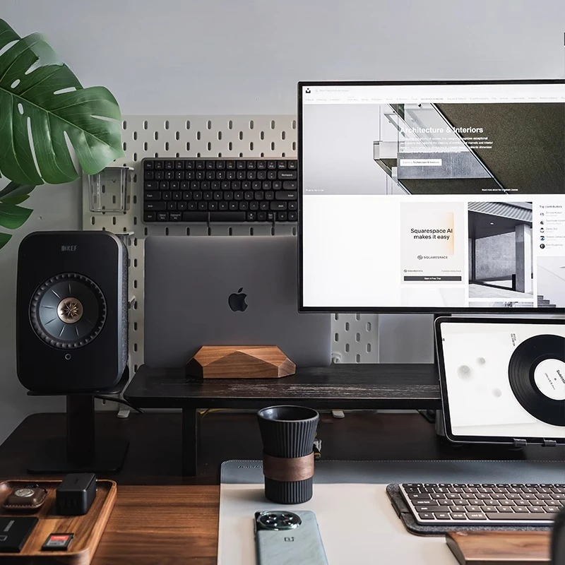 Black Walnut Monitor Stand with Storage Ergonomic Height Desktop Riser for Computer/Laptop Office Desk Organizer