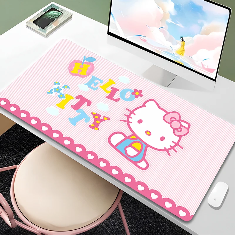 

90x40cm Mouse Pad Hello Kitty Anime Gamer Gaming Accessories Varmilo Keyboard Pad xxl Computer Rubber Desk Mat Carpet Mousepad