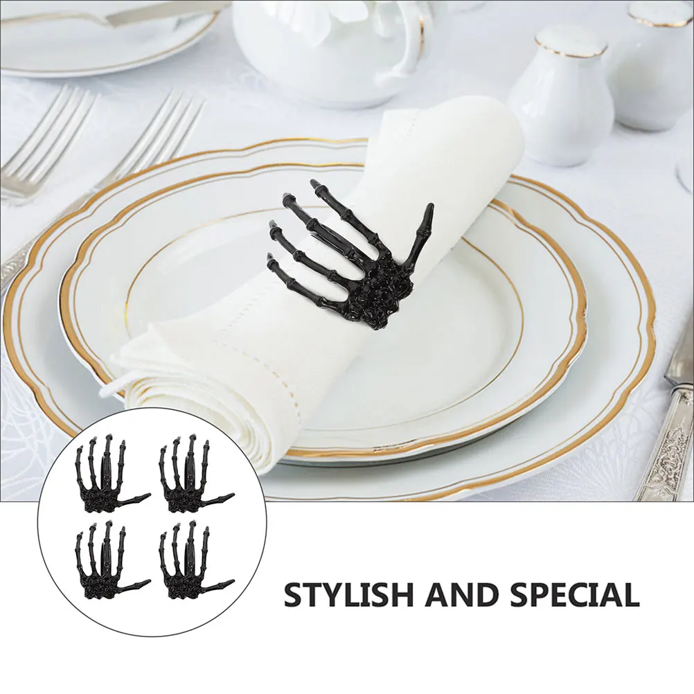 

Creative Halloween Napkin Ring Black Metal Alloy Unique Party Table Decor Holders For Dining Hotel Use Spooky Design
