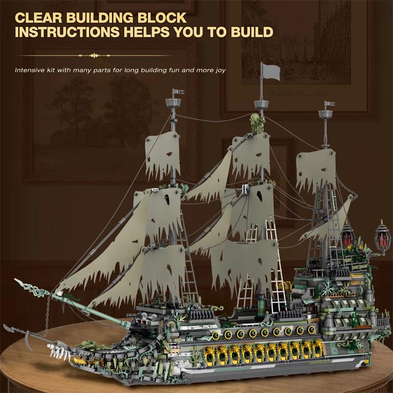 

2024 New 5865pcs MOC The Flying Dutchman Pirate Ship Building Blocks Bricks Construction Set for Boys Bricks Assembling Model