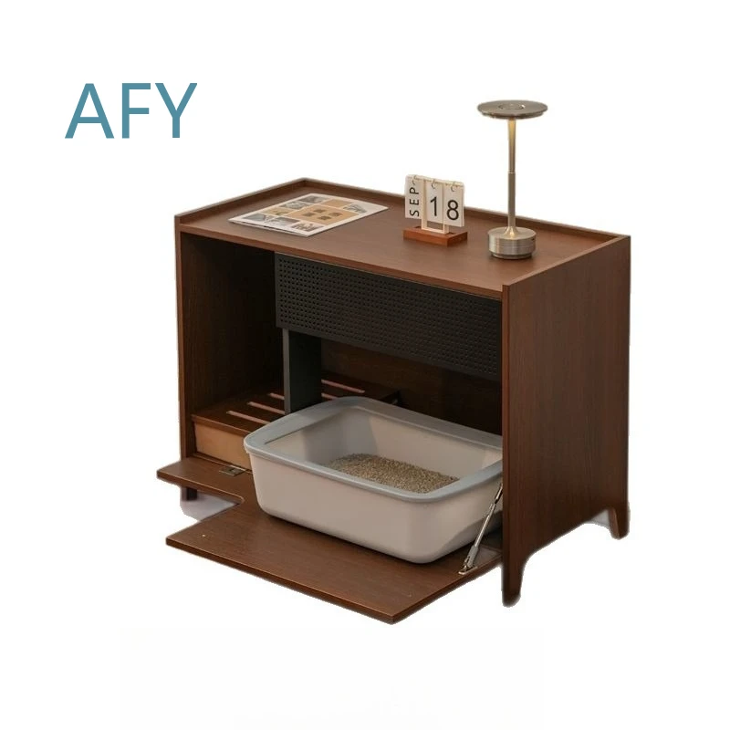 Large Solid Wood Sand Filter Splash Proof Cat House Cabinet for Cats Nest Semi Closed Litter Box Basin Cat Furniture Cat