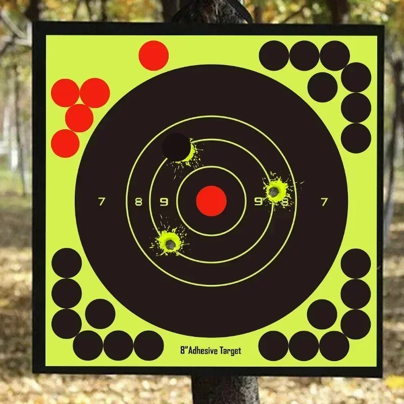 50個-8インチ射撃目標ステッカー、反応性スプラッシュ粘着ステッカー、トレーニングアクセサリー