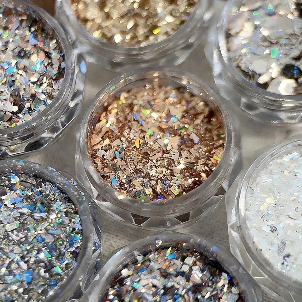 Creative Ultra-Thin Nail Glitter Sparkly Turtle Scales Flakes Nail Sequins Multicolor Bling Nail Powder 3D Decoration