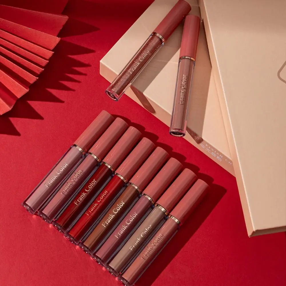 

12PCS Soft Mist Matte Velvety Lip Glaze Long-lasting Easy To Color Matte Lipstick Suit Waterproof Non-Stick Cup Liquid Lipstick