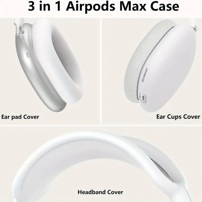3 in 1 Soft Silicone Skin Protector Headphones Case For  Max Cases Anti Scratch Shockproof Earphone Cover Accessories