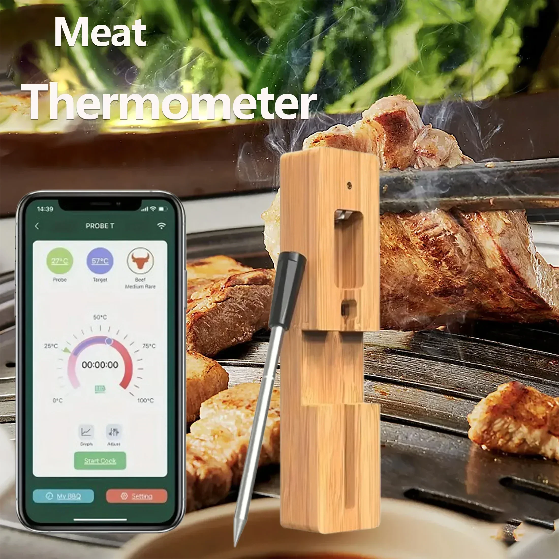 Mobile APP wasserdichtes Fleischthermometer Küche Ofen Essen Grill Smart Bluetooth Wireless