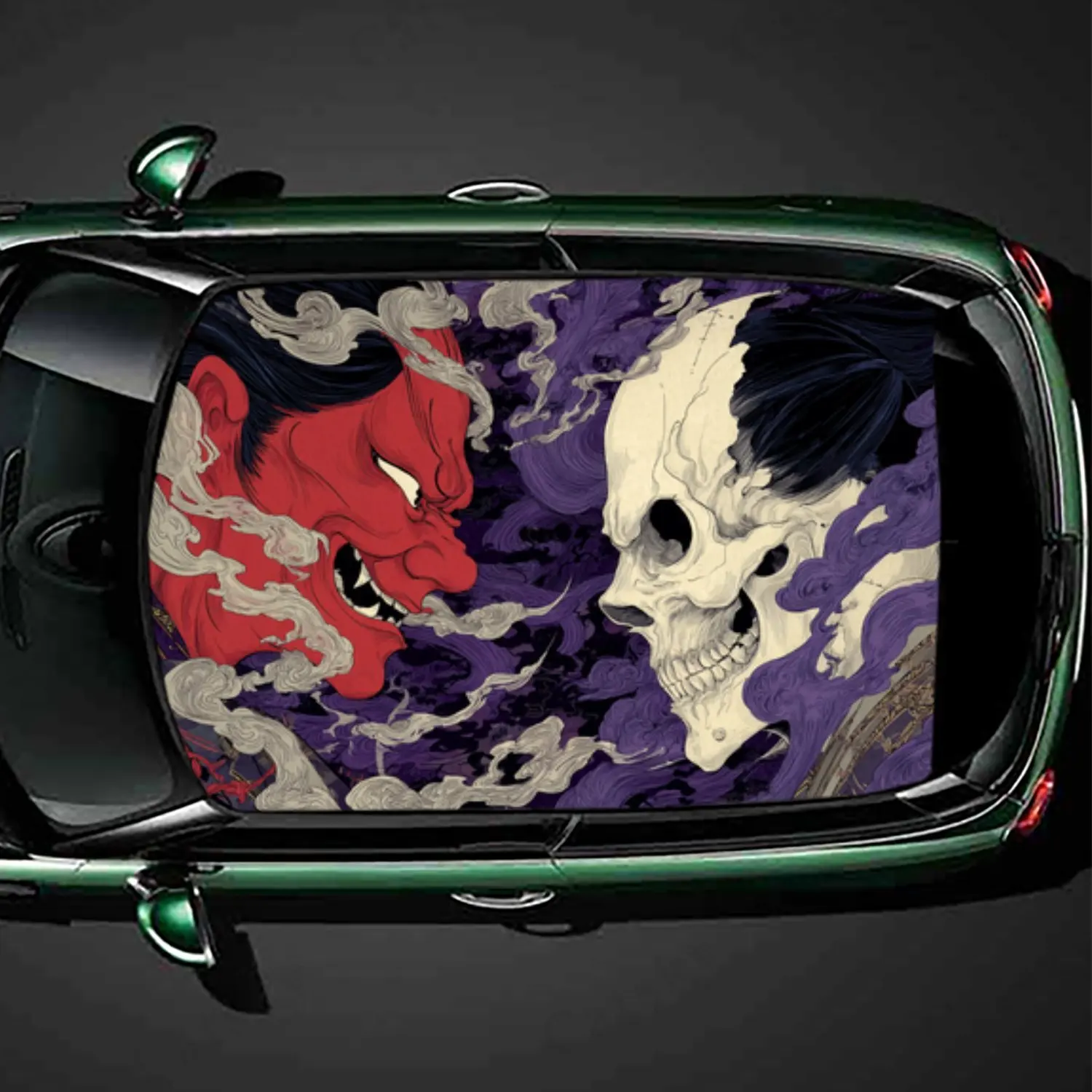 ملصق سقف السيارة Nether Ghost Confrontation، ملصق فينيل للسيارة ذاتي اللصق من مادة PVC المقاومة للماء، ملصقات حماية لتزيين السيارة، E #1