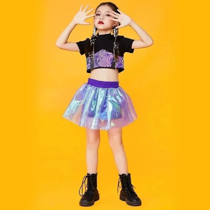 Costumi di danza Jazz bambini gonna da ballo Cheerleading Set ragazze passerella modelli di moda eseguire abiti Hip Hop