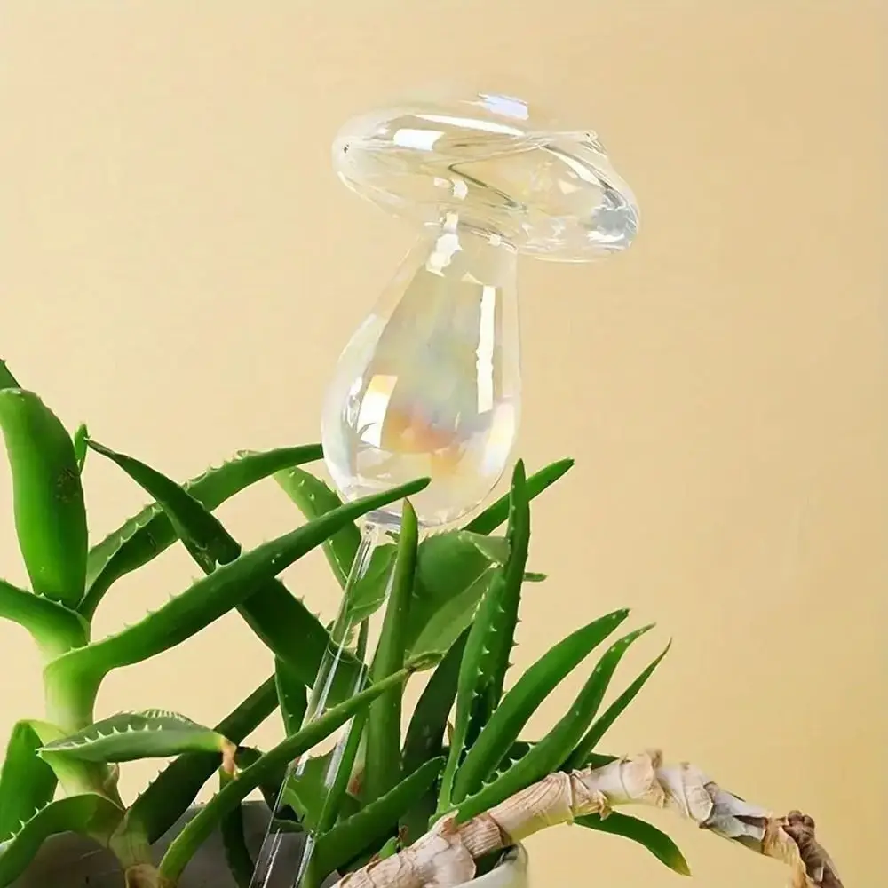 Mushroom Shape Plant Watering Glass Globes Self Watering Rainbow Mushroom Automatic Watering Device Glass