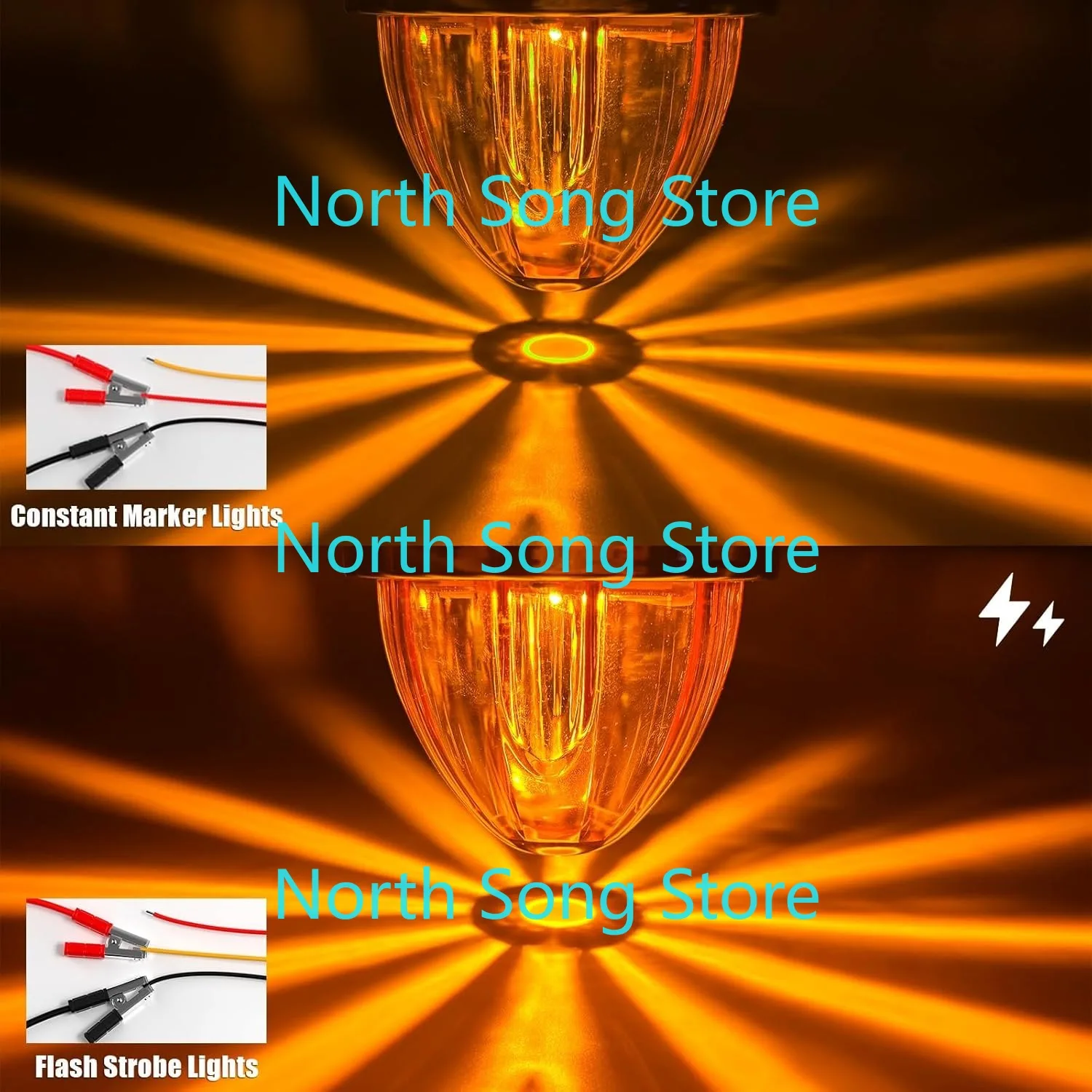 2/4/6/8Pcs Amber Watermelon LED Strobe+Constant Marker Lights Dual Function Marker Clearance Tail Top Cap Roof Lights