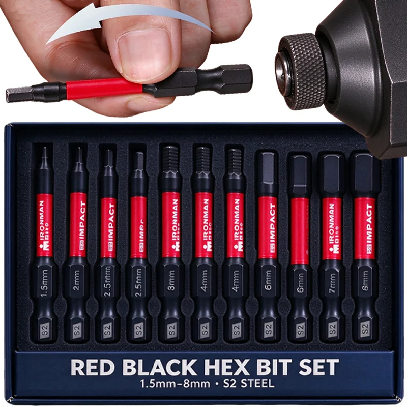 Non-slip Magnetic Screwdriver Drill Bits 50mm S2 Steel Hexagonal Handle Insert Driver Bits Hex Head Impact Drill Bits Hand Tools