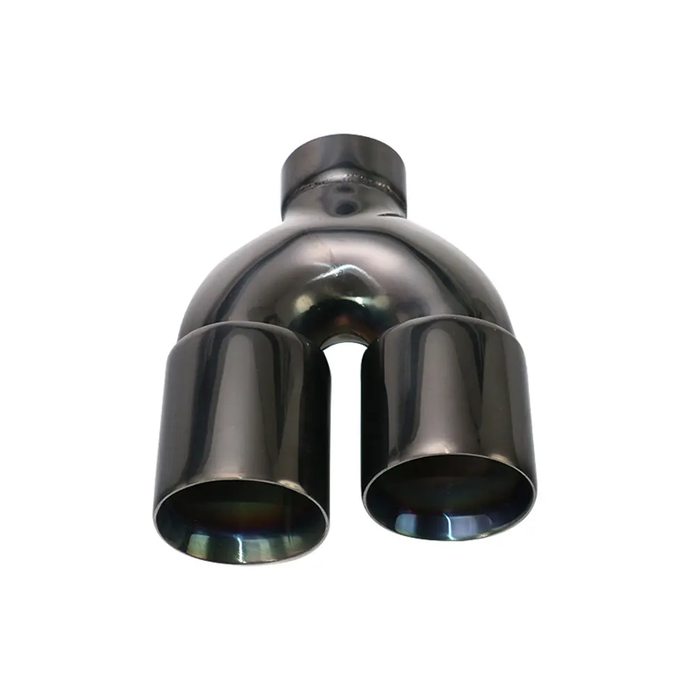 

Silver Black Stainless steel Car Exhaust Muffler Tip interface 63mm round shape dual outlet Auto Muffler Silencer Tail Pipe