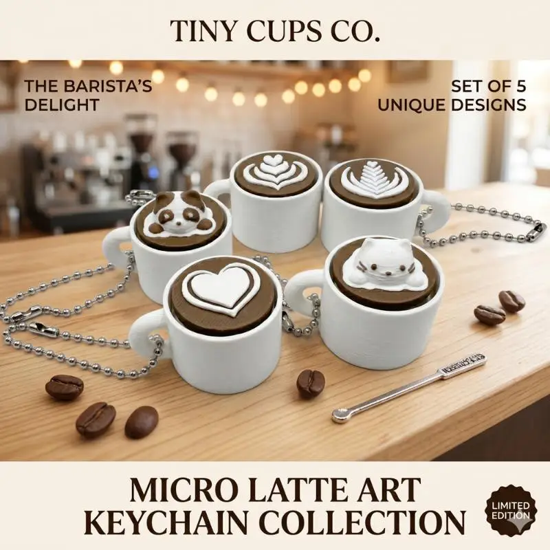 Mini Simulation Latte Coffee Cup Keychain Soft Squishy Fidget Toy Stress Relief Small Gift for Christmas Stocking Stuffers
