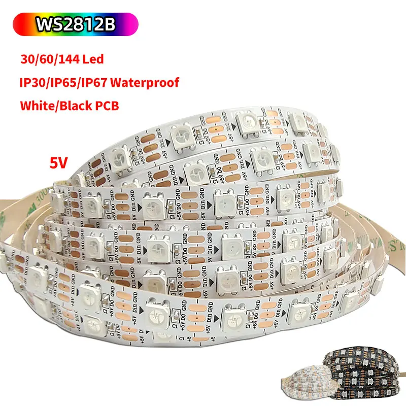 

5M WS2812B Led Strip Light Lndividually Addressable DC5V 5050 SMD RGB WS2812 Decorative Lighti IP30/IP65/IP67 Waterproof