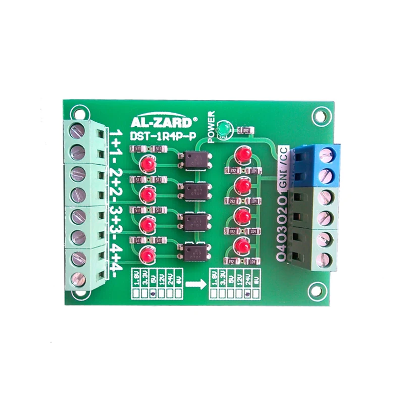 4-channel Photoelectric Isolation Module Level Voltage Conversion Board PNP Output DST-1R4P-P