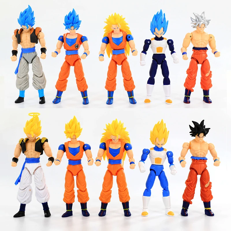 Anime Dragon Ball Vegeta Broly Son Goku Anime Action Figure Model Gifts Collectible Figurines for Kids 18cm 5 Pieces In A Set