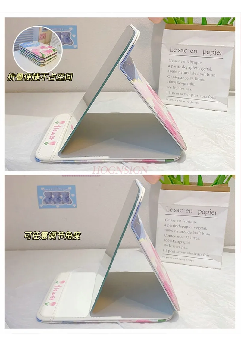 Espelho dobrável Tulip Desktop Stand Up Espelho portátil para vestir e maquiagem