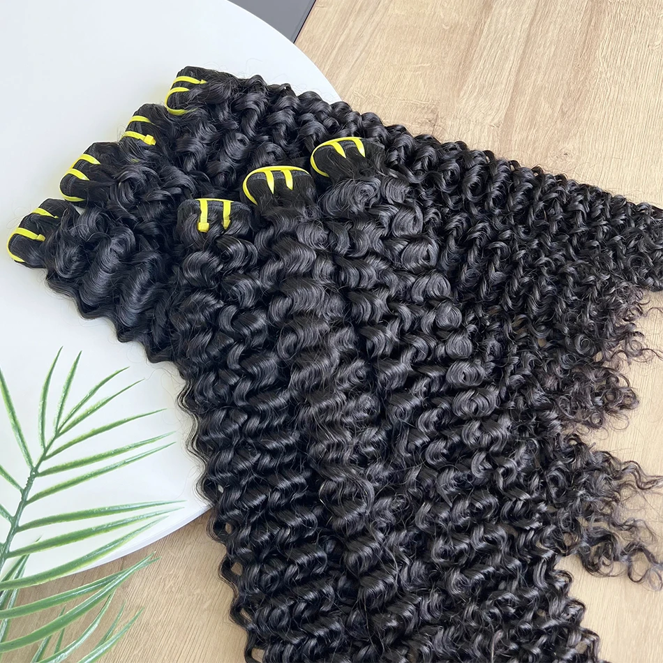 Yiwigs 10A Grade Deep Curly 100% Thick Sew In Human Hair Bundles 10-30 inches Black 3 Bundle Deals Raw Hair Weave Extensions