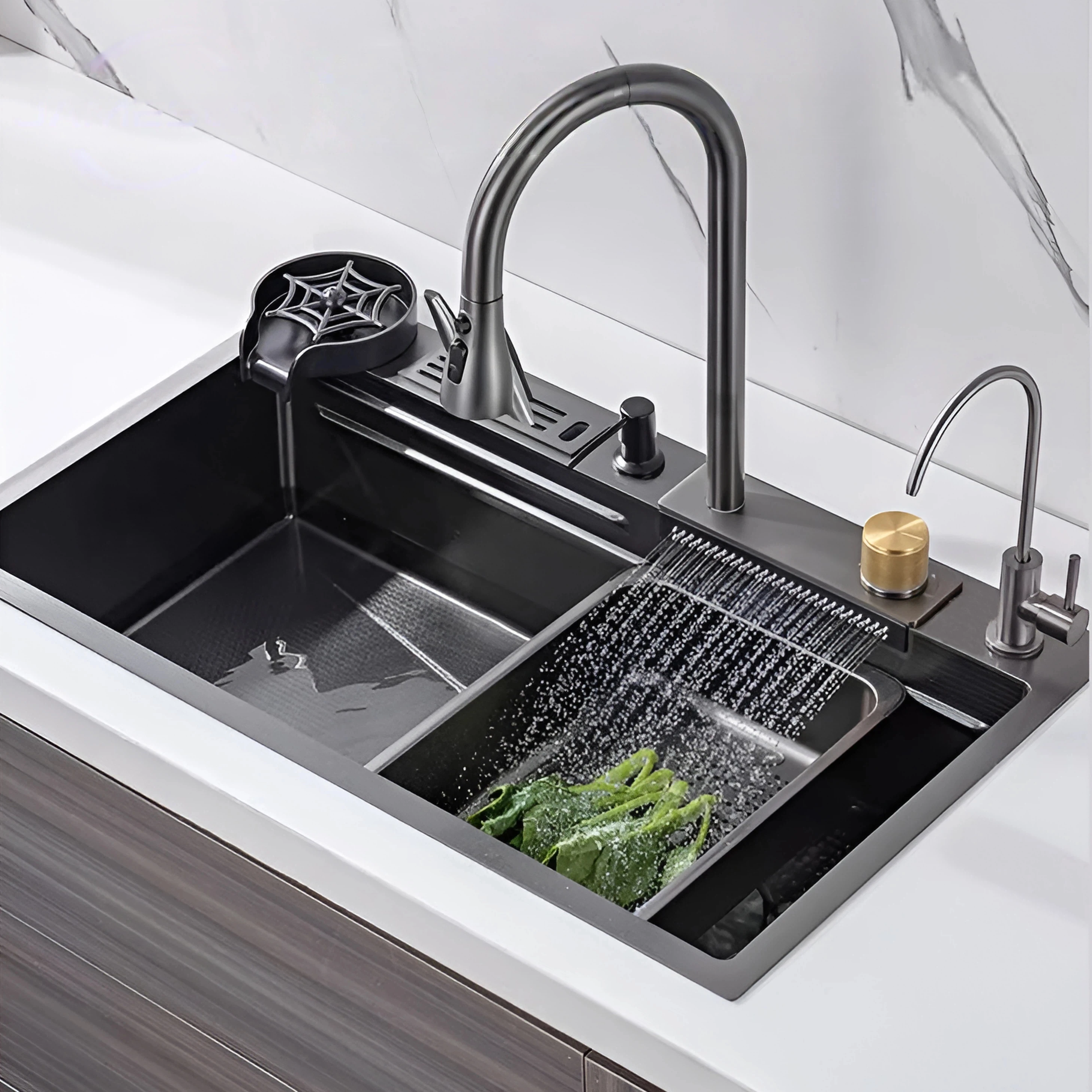 

Kiten Sink 304 Stainless Steel Multifunctional Mounted Sink Waterfall