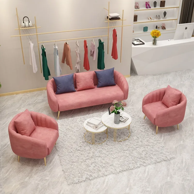 Fabric sofa coffee table combination clothing store wedding shop casual sofa chair
