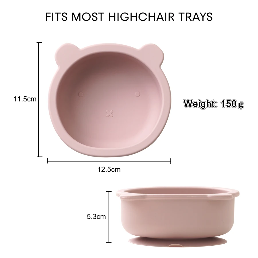Baby Silicone Children\'s Tableware BPA Free Infant Waterproof Suction Cup Bowl Portable Solid Color Feeding Food Tray
