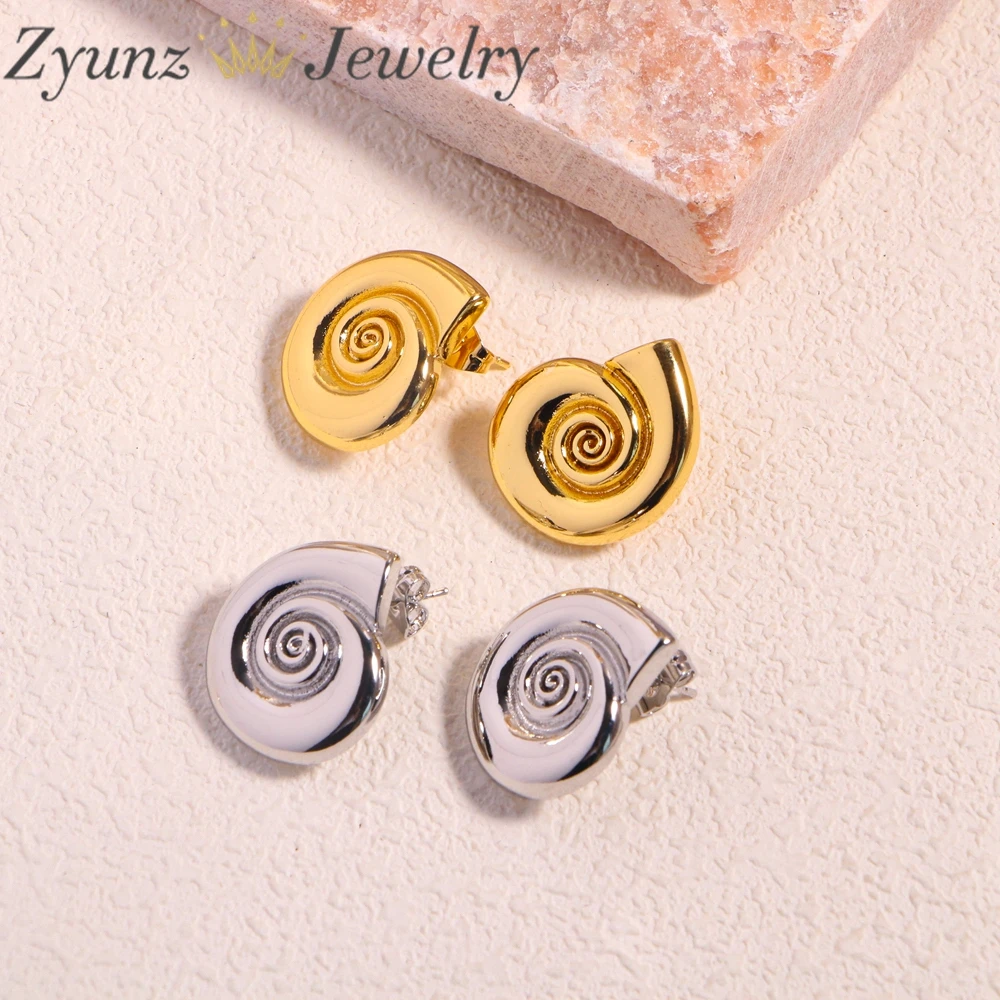 

5 Pairs, Metal Conch Stud Earrings for Women New Simple Holiday Design Jewellery Party Accessories