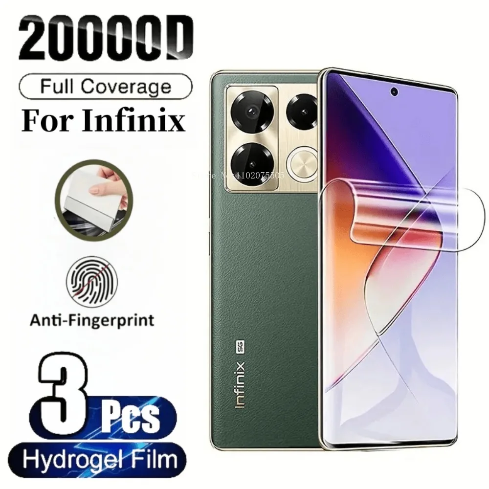 Protecteur d'cran pour Infinix Hot 60 60 Pro 60 Pro Plus, 3 pices, Film Hydrogel pour Infinix Hot 50 Pro 4G 40i 50i 30 Play NFC HD transparent