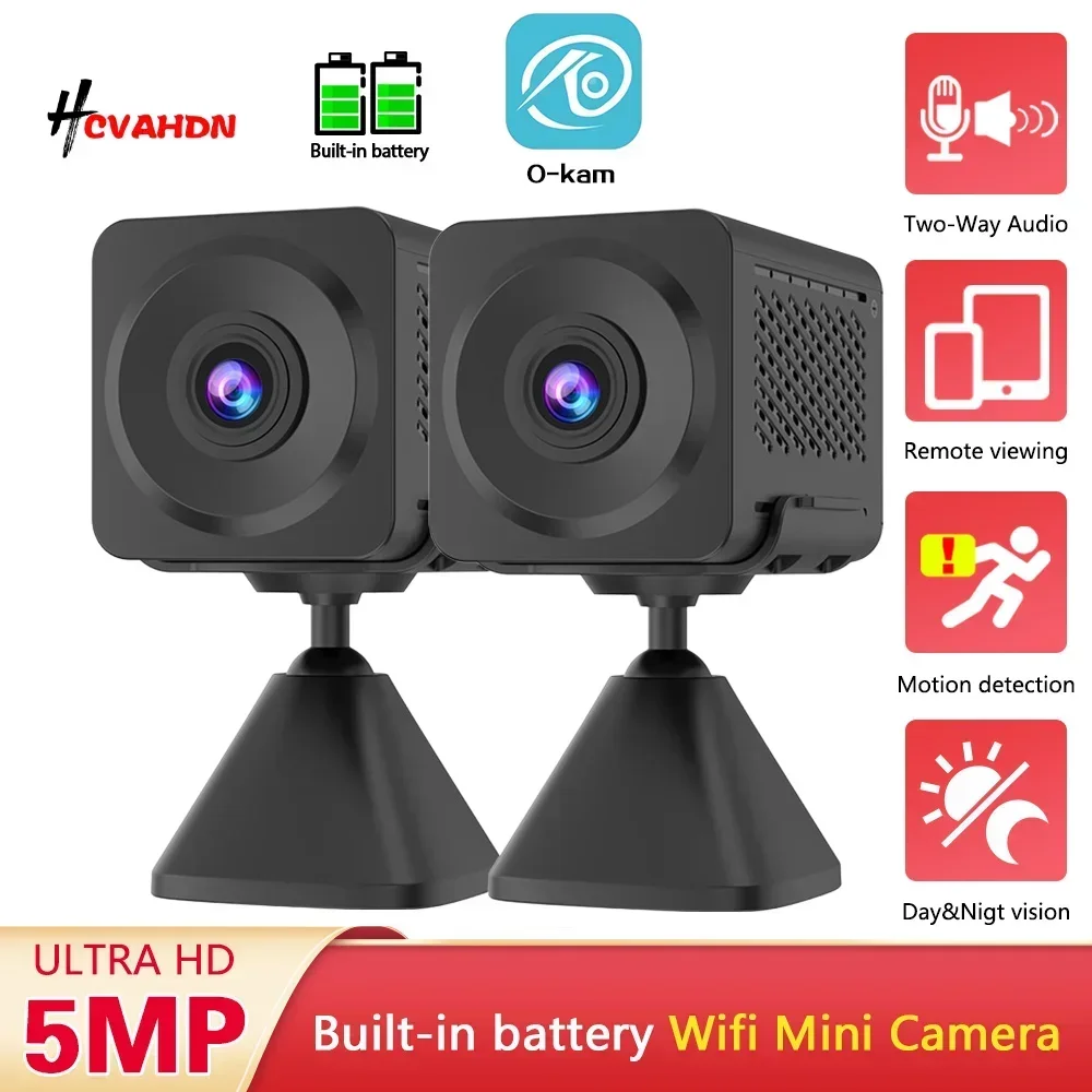 

5MP WiFi Mini Security Camera Indoor Monitor with Detection Wireless Design Rechargeable Battery and Extended Standby Time