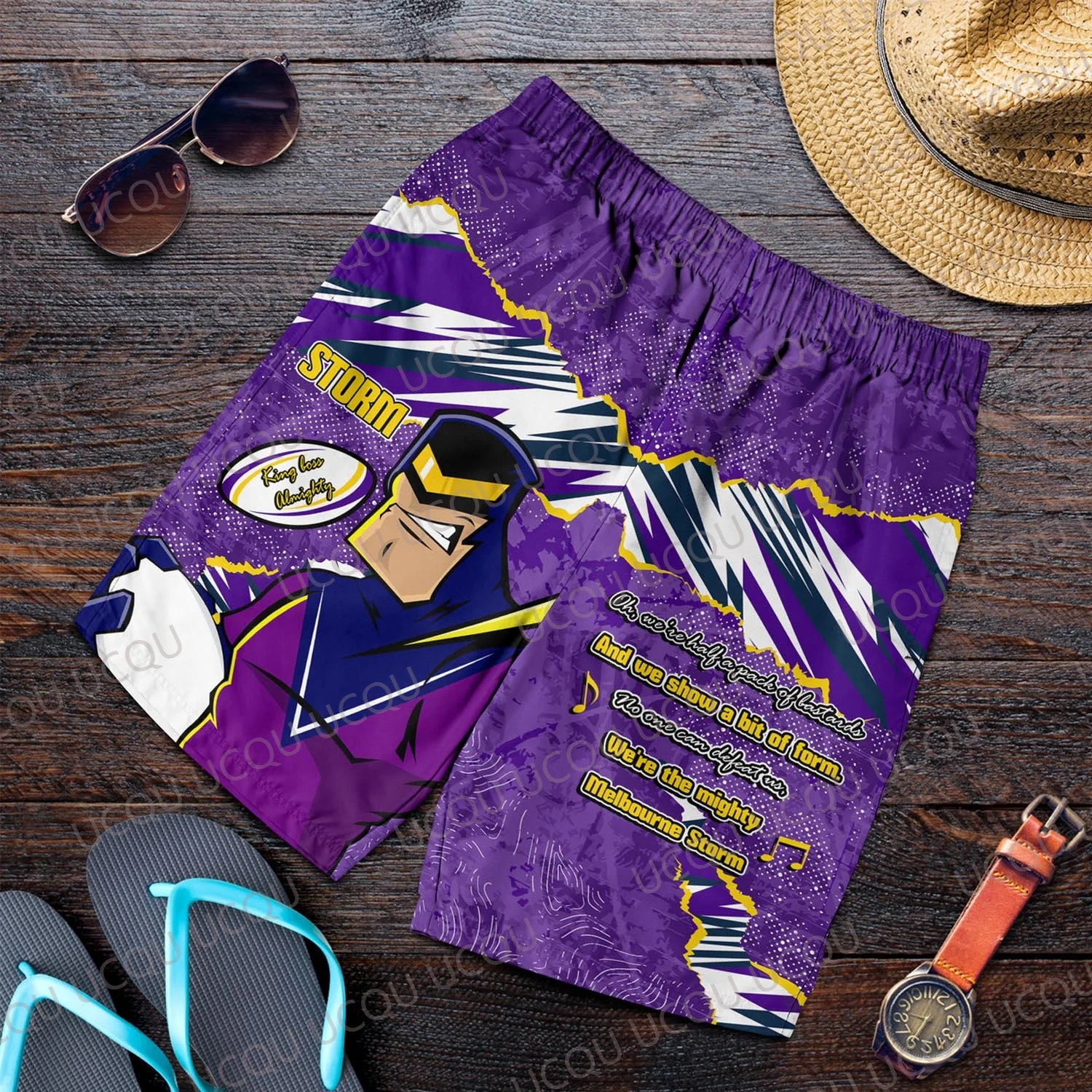 ملبورن ستورم شورت رياضي رجالي أستراليا الرجبي UCQU AI تصميم ثلاثية الأبعاد طباعة التدريب عداء ببطء رياضة سراويل رياضية كامل الحجم جديد 2025 #1