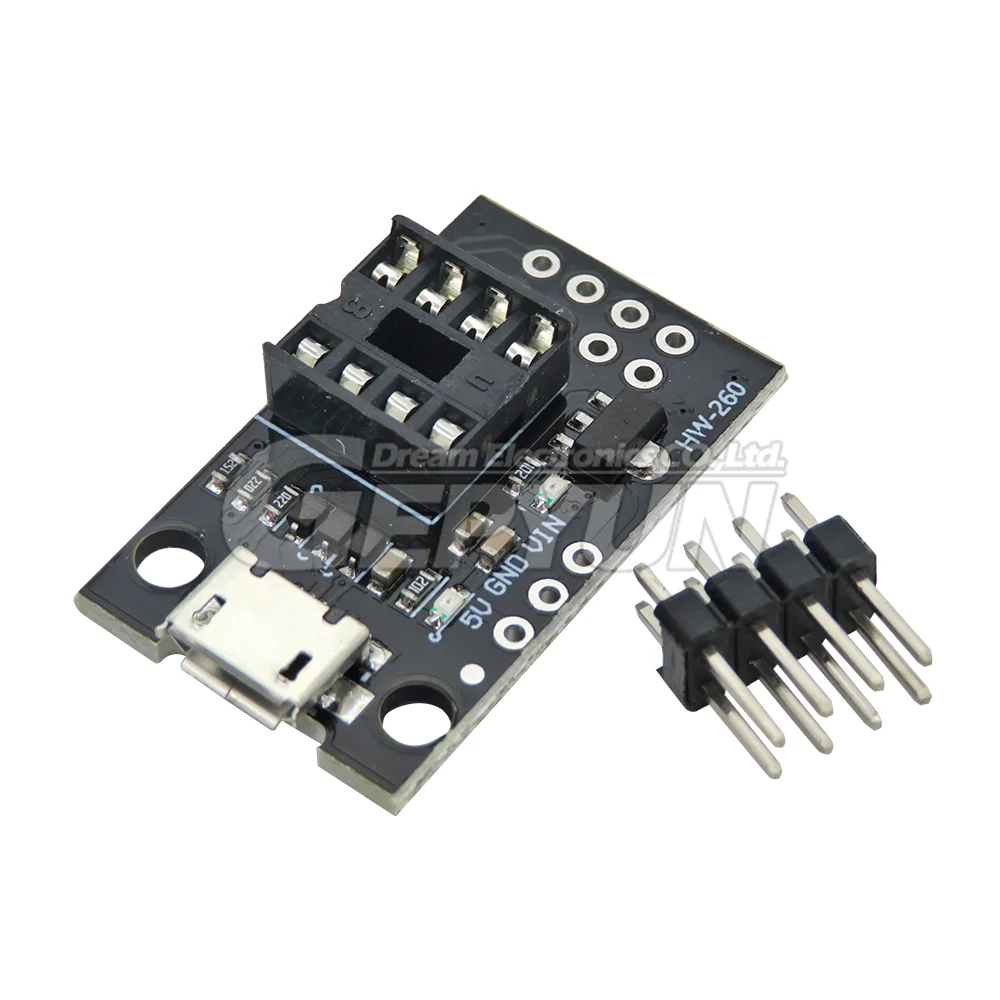 ATtiny13A/ATtiny25/ATtiny45/ATtiny85 Pluggable development board Micro usb power connector for Programming editor