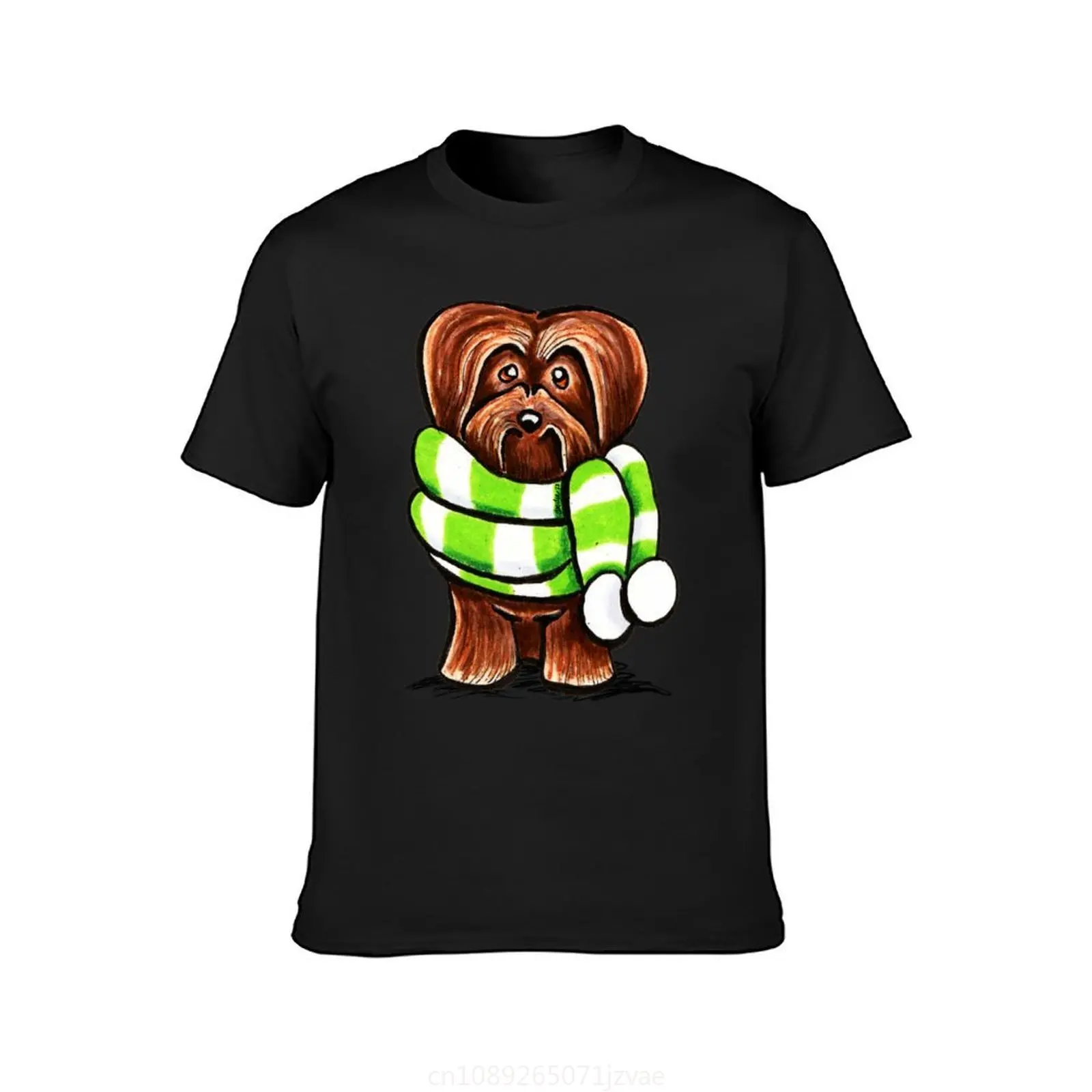 Chocolate Havanese Striped Winter Scarf T-Shirt cute tops blanks summer tops anime clothes mens graphic t-shirts