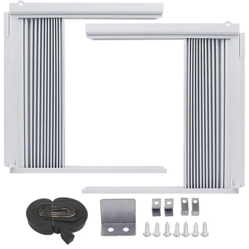 1pcs Window Air Conditioner Side Panel With Frame Room Accordion Fill Curtain Kit Replacement Adjustable Insulated AC Side Panel