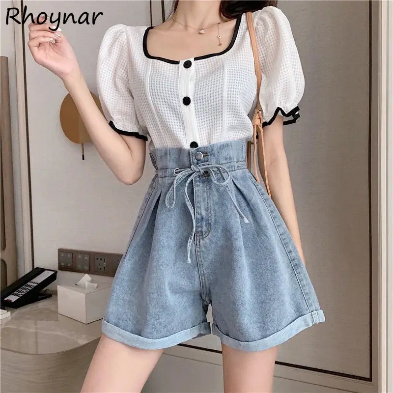 Denim Shorts Women Pure Tender Summer Loose Design S-3XL Girls Lovely Vintage All-match Daily Stylish Classic Vacation Young Ins