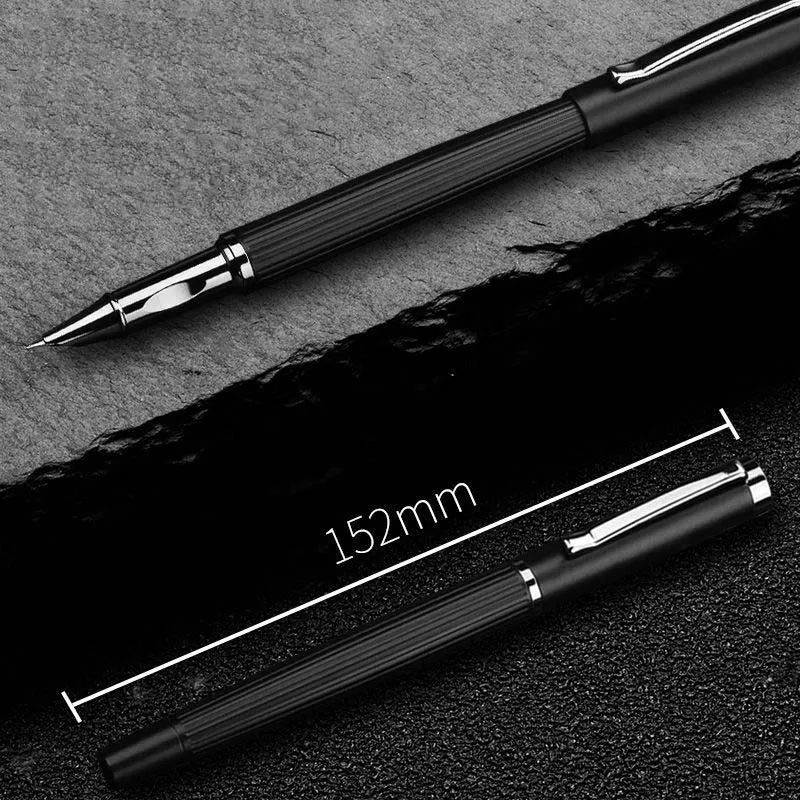 Conjunto de alta qualidade 727 caneta tinteiro canetas de tinta de metal fosco preto f nib conversor enchimento negócios escritório material escolar escrita