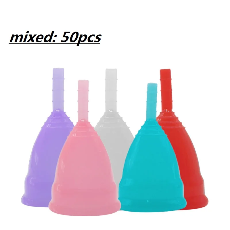 

50pcs Menstrual Cup Medical Silicone Leak-proof Women Menstruation Period Cup Feminine Hygiene Product Lady Menstrual Collector