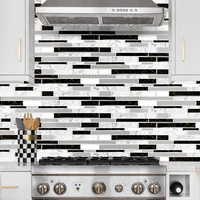 12PCS Classic Marbled Crystal Glossy Kitchen Stickers Waterproof Oil Resistant Self-Adhesive Kitchen & Bath Tile Stickers Backgr