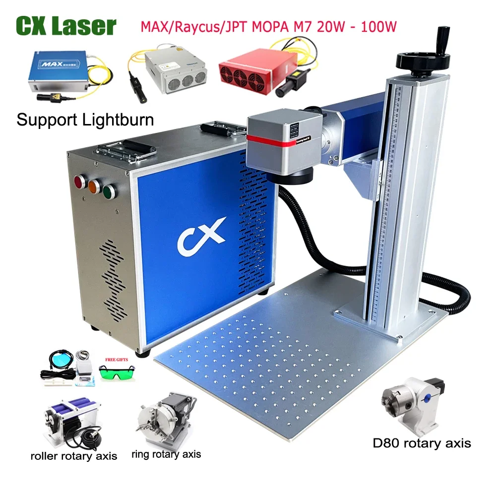 JPT MOPA M7 60W 100W Fiber Laser Marking Machine Raycus 70W Stainless Steel Metal Business Cards Silver Engraver Ezcad2 Control