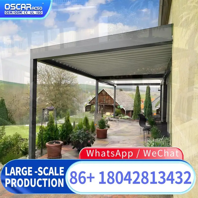 Customized Louvered Retractable Aluminum Structure for Rooftop Outdoor Patio pergola